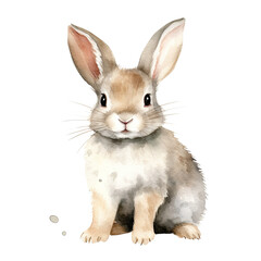Obraz premium Beautiful Rabbit Watercolor Clipart, Rodent Animal Colored Design for Your Corporate and Business Graphic Resource or Creative Project, Ai Generative
