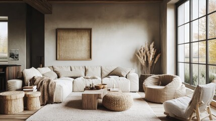 Bohemian Scandinavian style interior design emphasizes minimalism, natural elements, and cozy furnishings.