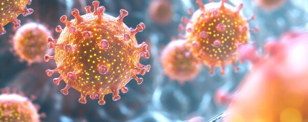 Naklejka premium Biotechnological Pattern of Virus Particles - Detailed 3D Illustration