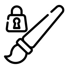 digital design brushes locked cutline icon