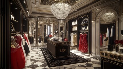 Luxe Fashion Haven: Showcase of Designer Collections in Elegant Boutique Setting