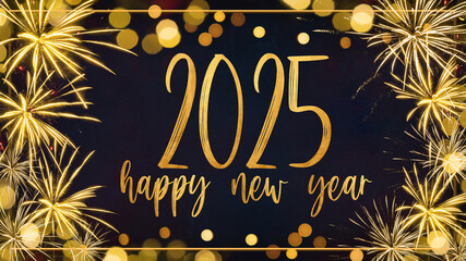 HAPPY NEW YEAR 2025 - Festive silvester New Year's Eve Sylvester Party background greeting card -...