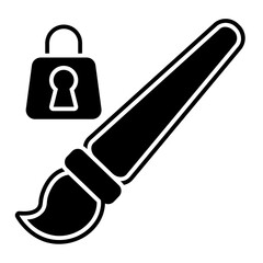 digital design brushes locked glyph icon