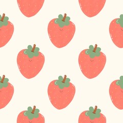 Cute Strawberry Fruit Seamless Patterns