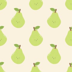 Cute Pear Fruit Seamless Patterns