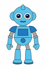   Humanoid robot vector outline illustration.
