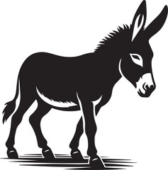 donkey silhouette vector icon, donkey logo vector black and white