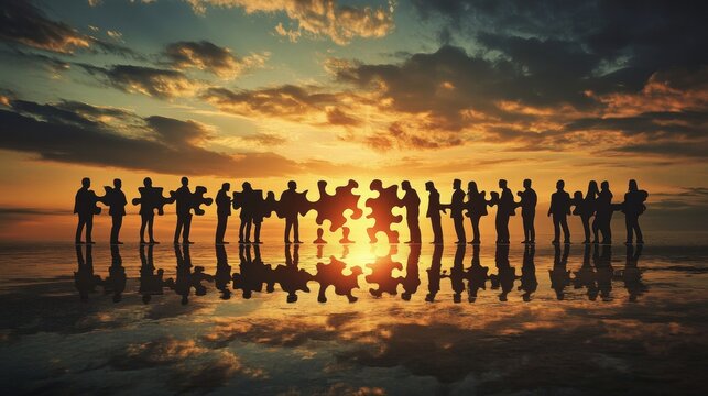 Collaboration and teamwork unite diverse individuals like a puzzle, where each piece contributes to a shared goal of solving problems and fostering unity within organizations and communities.