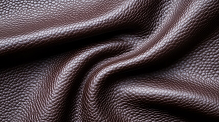 Closeup of dark chocolate leather with a matte finish and natural grain details showing a rich and luxurious look 