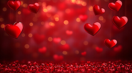 Urokliwe tło walentynkowe z mnóstwem serc, które pulsują w rytm miłości. Każde serce błyszczy delikatnym blaskiem, a ich różnorodność kształtów i kolorów tworzy harmonijną kompozycję. 