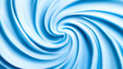 Closeup of icy blue cream swirls with a glossy light reflecting texture on a white background 