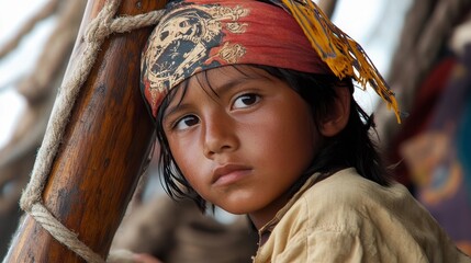 Brave Peruvian Boy Embarks on High Seas Adventure as a Pirate Captain