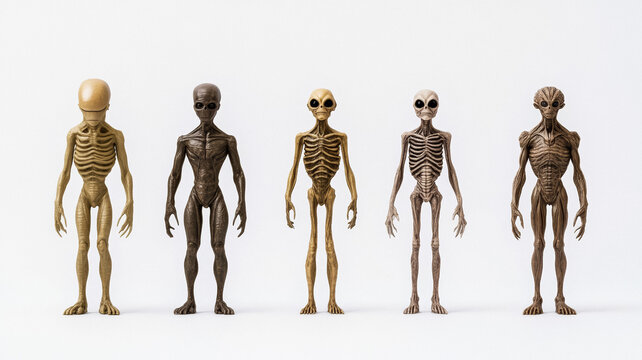 Evolutionary stages of alien life forms starting from simple organisms to highly complex beings 