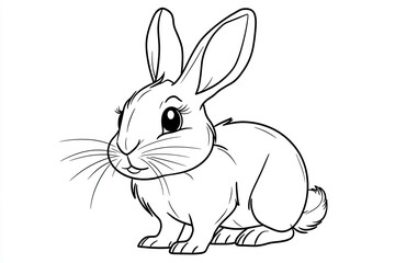 Beautiful Rabbit Coloring Page, Rodent Animal Colouring Design for Your Corporate Books and Business Graphic Resource or Creative Project, Ai Generative