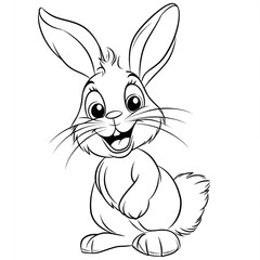 Beautiful Rabbit Coloring Page, Rodent Animal Colouring Design for Your Corporate Books and Business Graphic Resource or Creative Project, Ai Generative