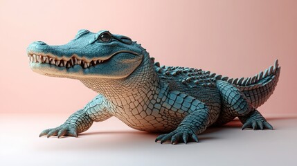 Dynamic 3D Style Crocodile Image for Eye-Catching Graphics and Illustrations