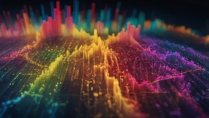 A close-up of financial heatmap with color-coded data points and intensity gradients, representing the distribution and frequency of financial metrics
