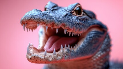 Fototapeta premium 3D Style Crocodile with Open Mouth on Gradient Background for Fun and Creative Projects