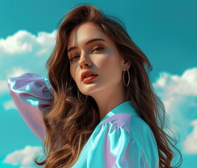 the woman with long brown hair 