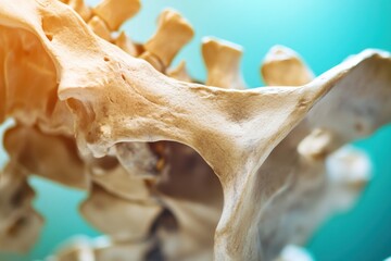 Detailed close up of a vertebra showcasing the intricate structure and texture in a scientific context