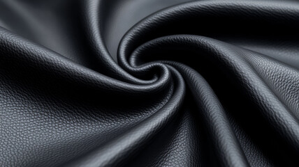 Macro of deep charcoal leather with a sleek smooth texture resembling the cold crisp atmosphere of winter nights 