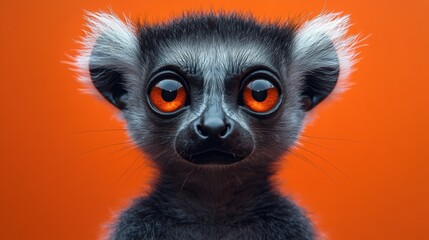 3D Style Lemur with Large Eyes on a Gradient Background - Perfect for Kid's Decor and Educational Material