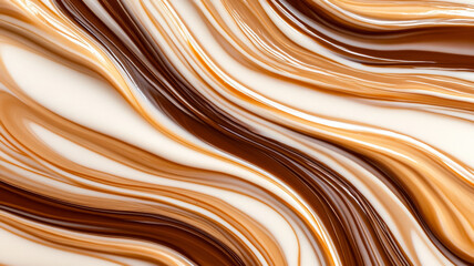 Marbled pattern of caramel and chestnut nail polish blending in rich swirls reminiscent of fall foliage 