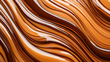 Obraz premium Marbled pattern of caramel and chestnut nail polish blending in rich swirls reminiscent of fall foliage 
