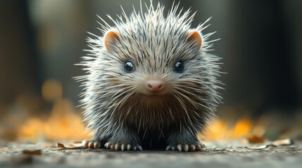 3D Style Porcupine with Quills Raised On a Gradient Background for Creative Projects