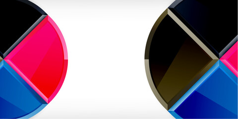 Abstract background - circles and round triangles with 3d effect. Vector Illustration For Wallpaper, Banner, Background, Card, Book Illustration, landing page