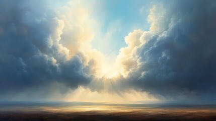 Fototapeta premium Collection of dreamlike skies featuring artistic and natural cloudscapes, blending realism and creativity through various styles and eras for a serene visual journey