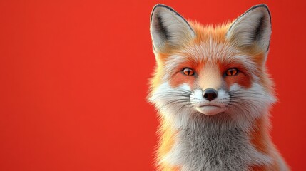 Fototapeta premium 3D Style Red Fox Standing Alert with Gradient Background for Creative Projects
