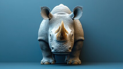 3D Style Rhinoceros Facing Forward on a Colorful Gradient Background for Creative Projects