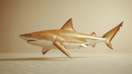3D Style Shark Swimming Forward on a Gradient Background for Artistic and Educational Use