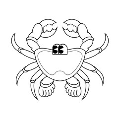 Doodle cute character crab sticker illustration outline