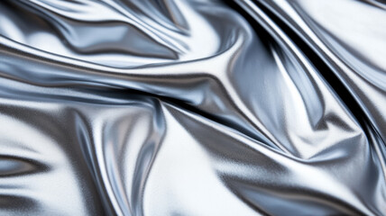 Fototapeta premium Pale silver grey lip gloss swirled with fine shimmer set against a cool metallic background 