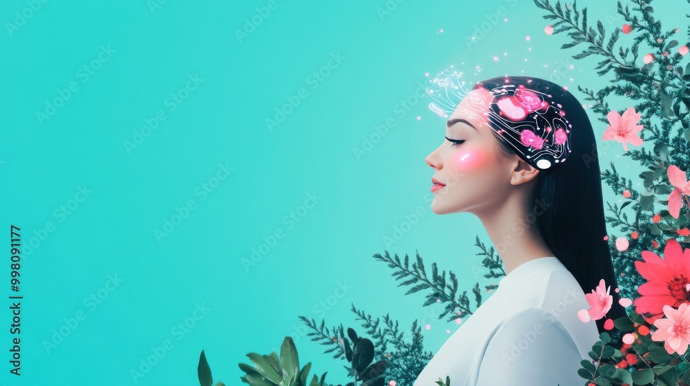 Wall mural a person interacting with a virtual assistant, utilizing its ai capabilities to access information a