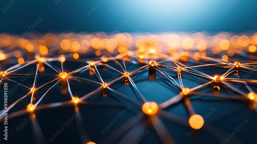 Wall mural a network of interconnected nodes with data packets traveling between them, showcasing the constant 