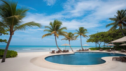 Fototapeta premium pool in tropical resort.Generative AI
