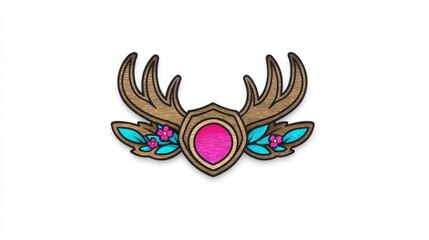 Obraz premium Antlers and Heart with Floral Accents
