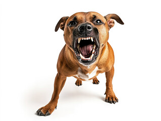 Obraz premium Intimidating dog with sharp fangs, Isolated on white background 