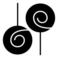 Lollipop candy icon in solid-filled glyph style. Simple sweet dessert symbol vector illustration — pixel-perfect icon.