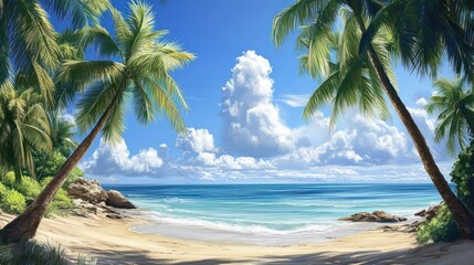 Coconut trees, coastal scenery that inspires travel and peace