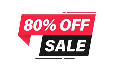 Discount offer tag badge. Sale promotion label with 80 percentage sign.