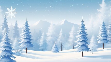Naklejka premium Vector illustration of winter collection, snow falling softly over pine trees, creating a cozy, seasonal scene