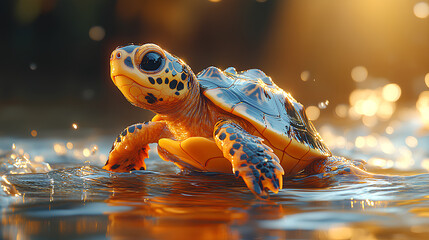 illustration of a cute baby turtle