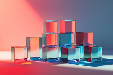 Red and Blue Cube Composition