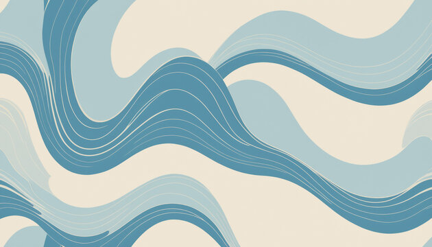 Fond abstrait beige bleu nuance vague forme lignes courbes marin mer neutre.