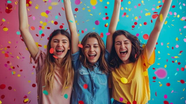 Friendship Day, a worldwide celebration of human connection. A scene of friends celebrating a personal victory, their shared joy and pride reinforcing the importance of their friendship. - Powered by Adobe