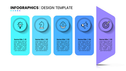 Infographic template. Abstract arrow with 5 banners